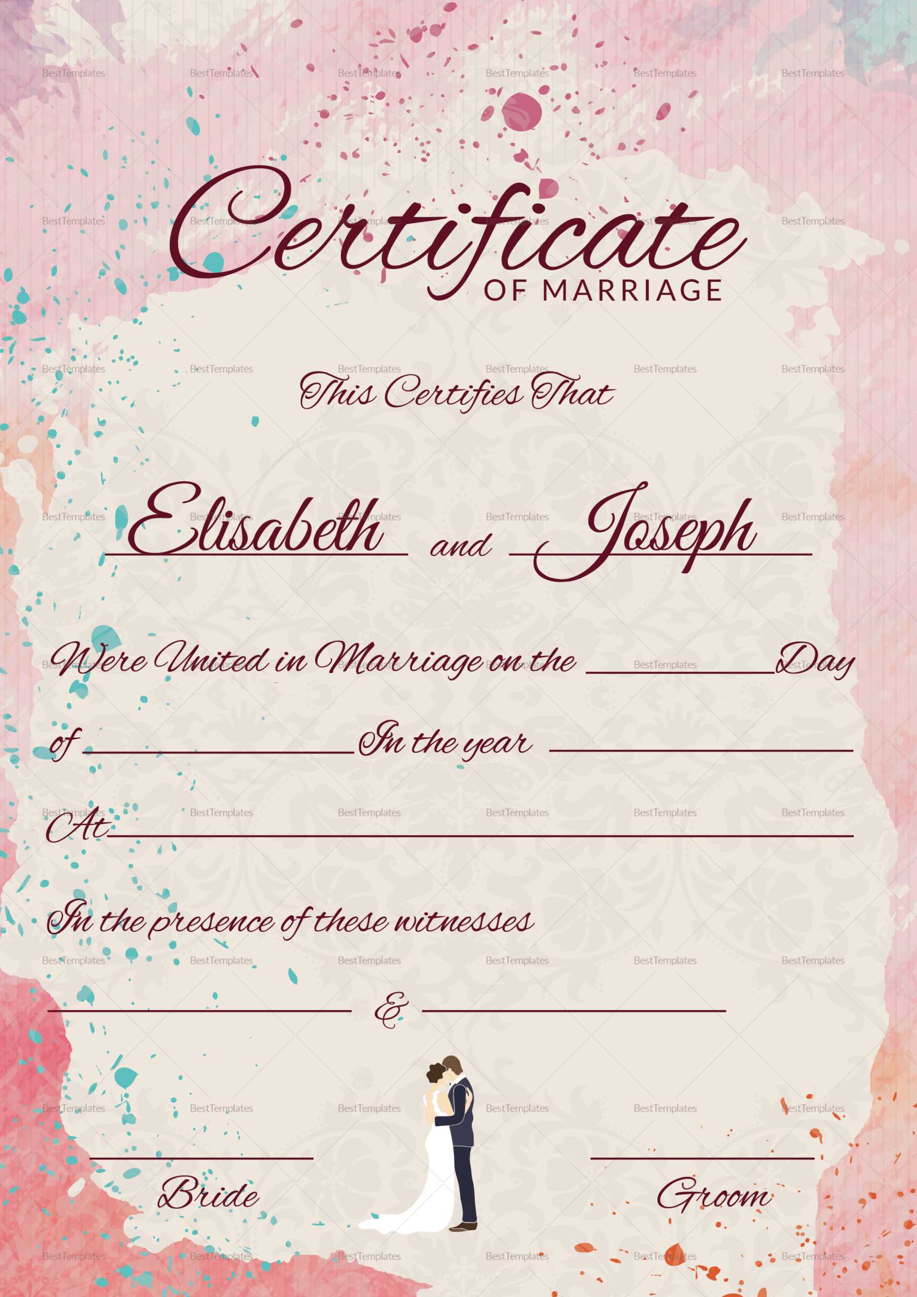 Marriage Certificate Design – Yeppe.digitalfuturesconsortium Intended For Certificate Of Marriage Template