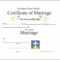 Marriage Certificate Template – Certificate Templates For Certificate Of Marriage Template