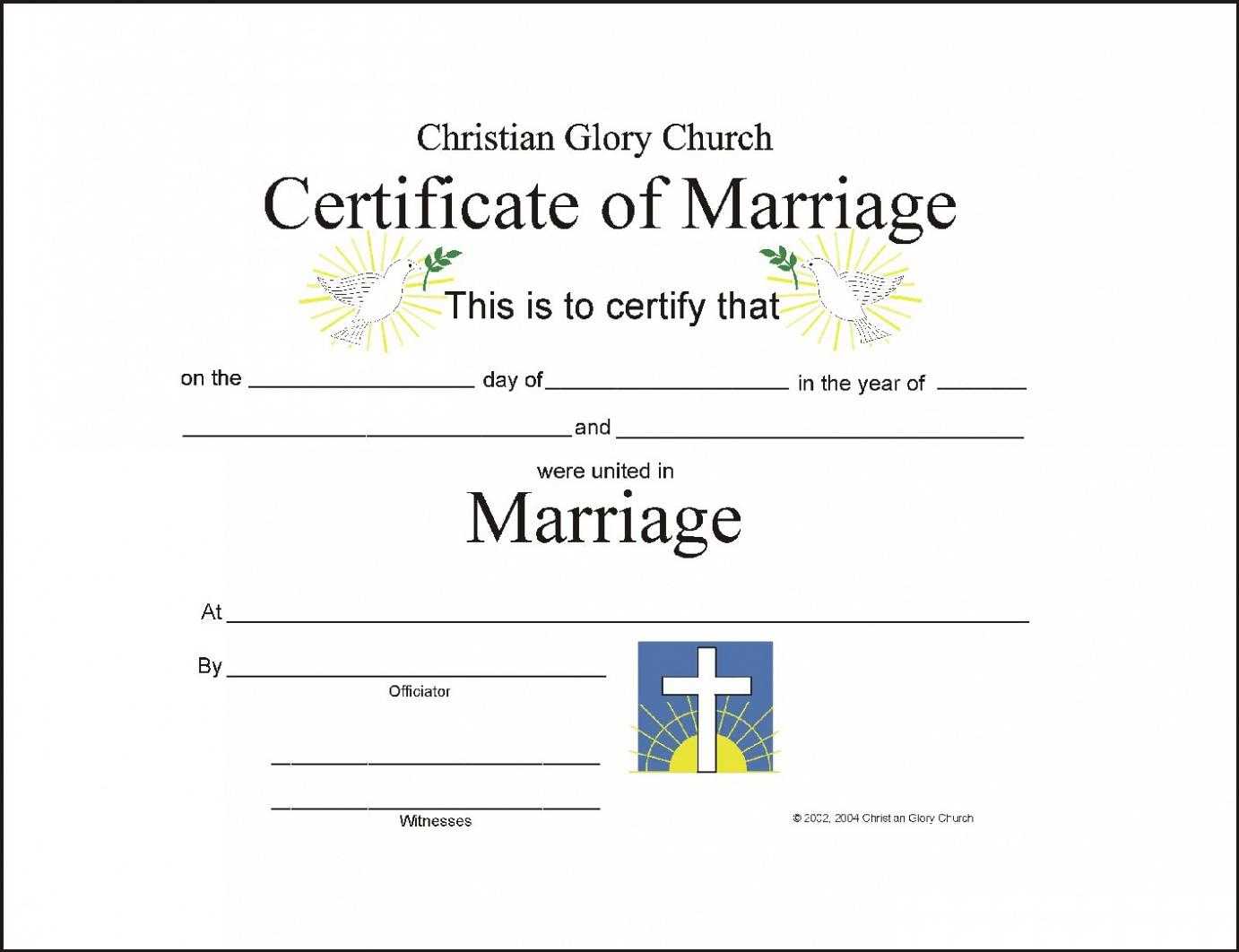 Marriage Certificate Template – Certificate Templates For Certificate Of Marriage Template