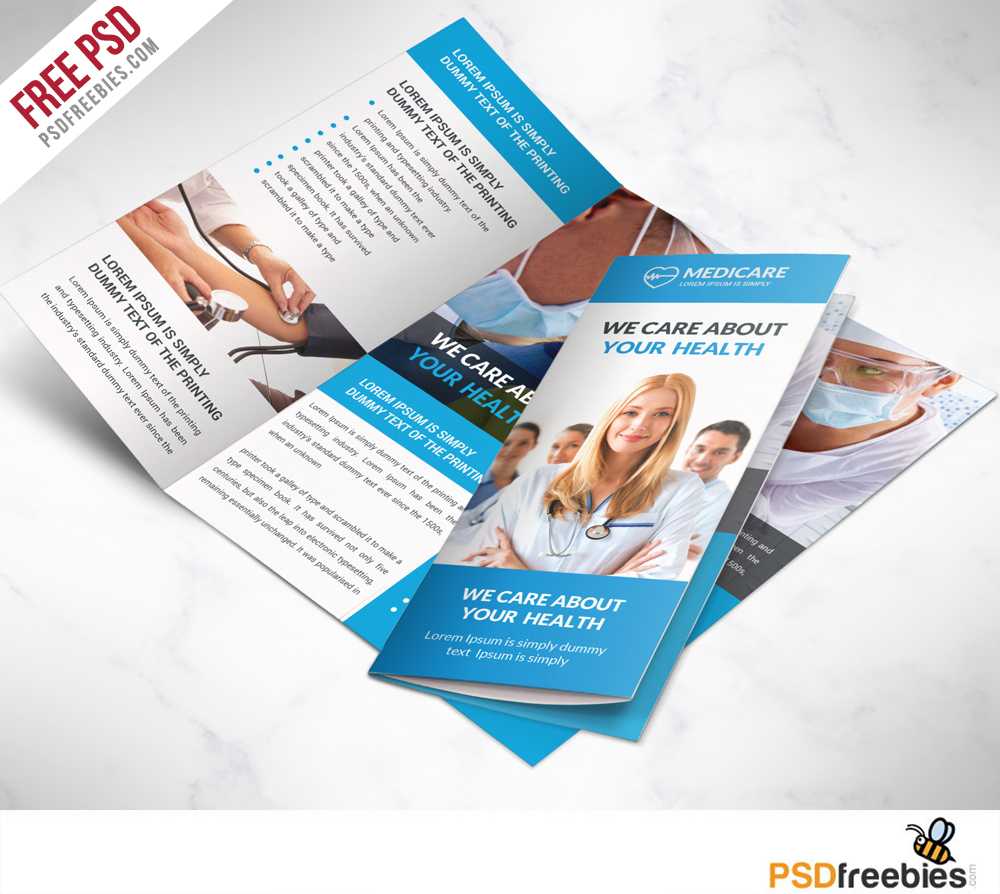 Medical Care And Hospital Trifold Brochure Template Free Psd Throughout 3 Fold Brochure Template Free