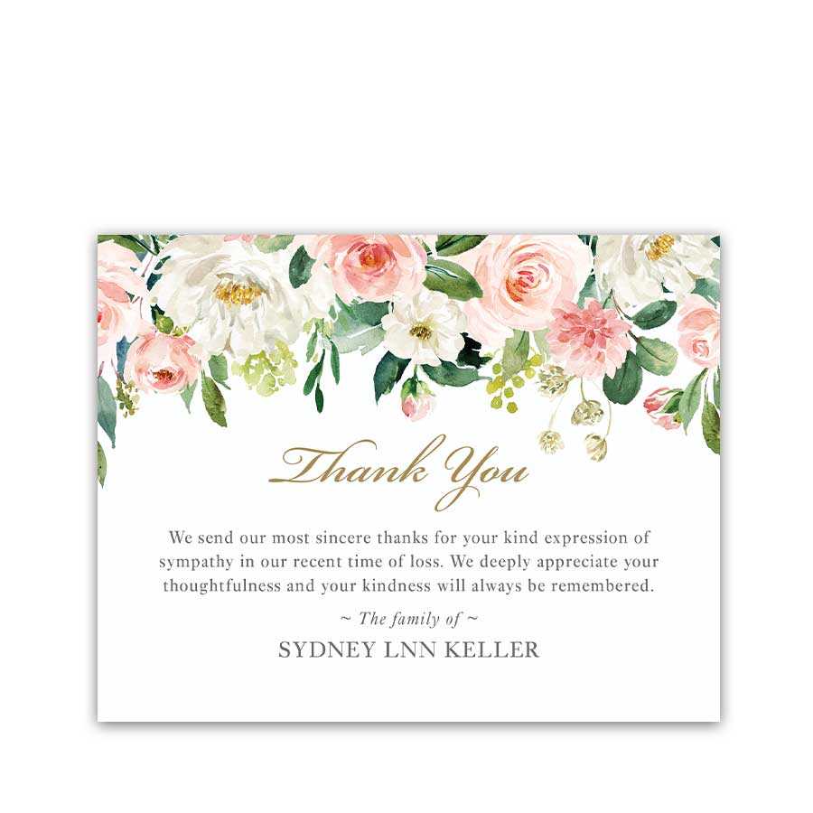 Memorial Thank You Card Template For Funerals Blush Template For Sympathy Thank You Card Template