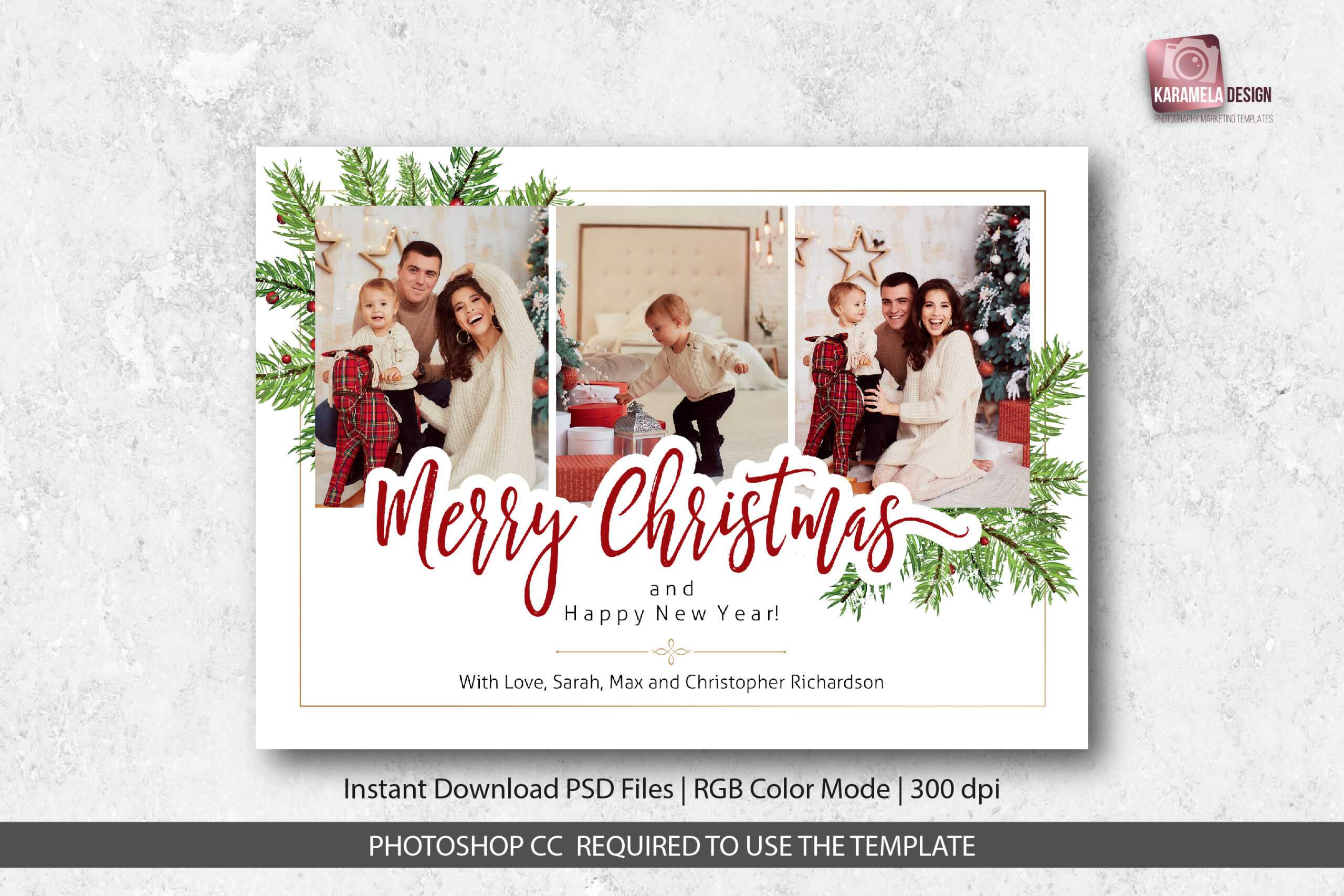 Merry Christmas Card Template In Christmas Photo Card Templates Photoshop