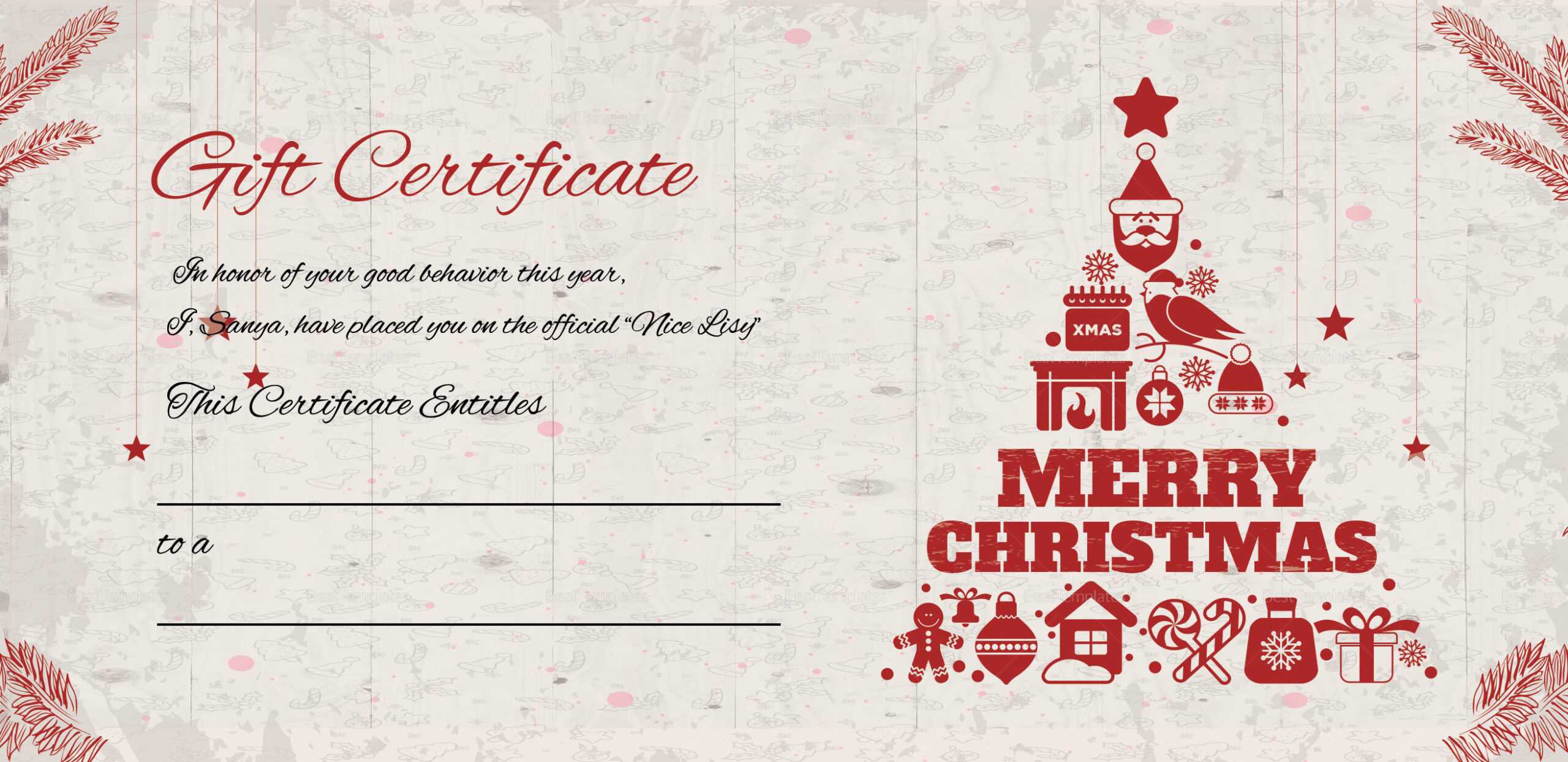 Merry Christmas Gift Certificate For Merry Christmas Gift Certificate Templates