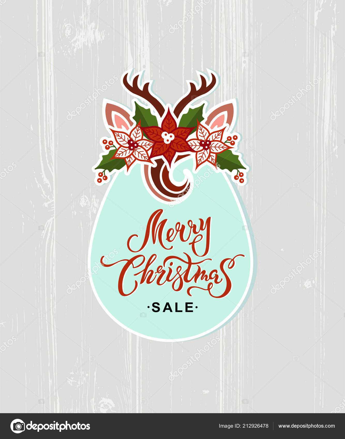 Merry Christmas Sale Card Deer Headband Handwritten Regarding Headband Card Template