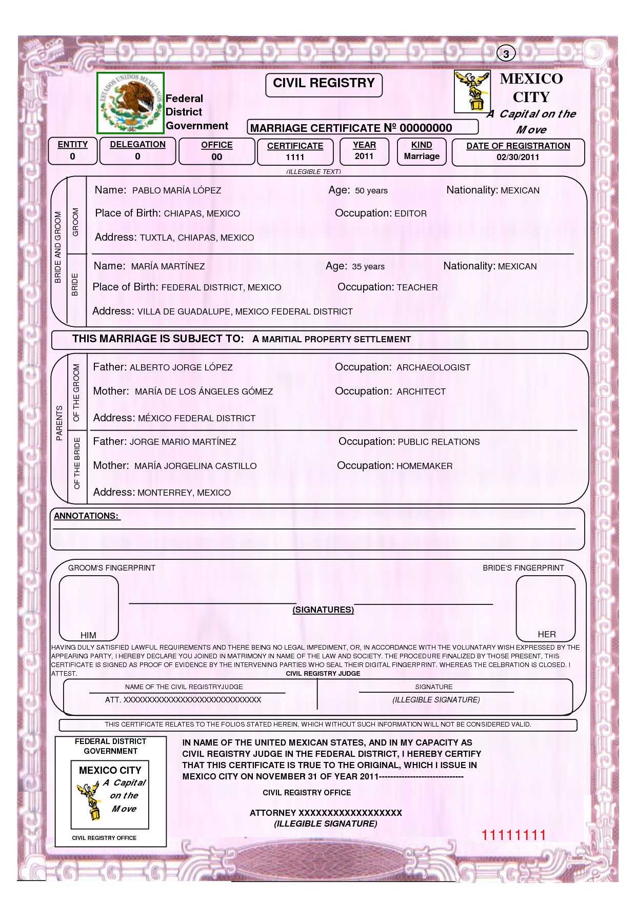 Mexican Marriage Certificate Template Birth Translation With Regard To Mexican Birth Certificate Translation Template