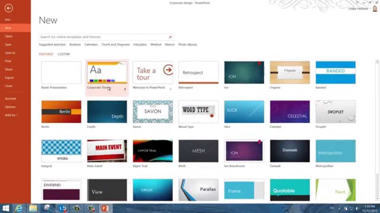 Microsoft Powerpoint 2013 Themes - Falep.midnightpig.co Within Powerpoint 2013 Template Location