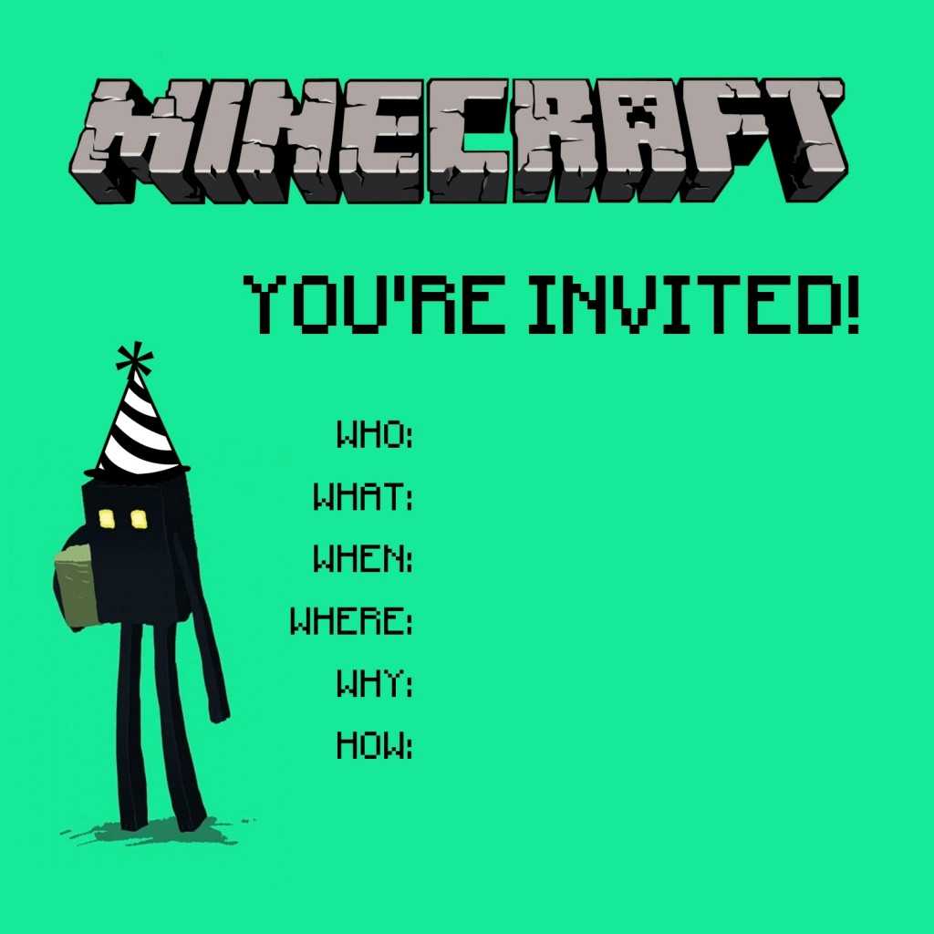 Minecraft Birthday Invitations Free Template | Invitationjpg Regarding Minecraft Birthday Card Template