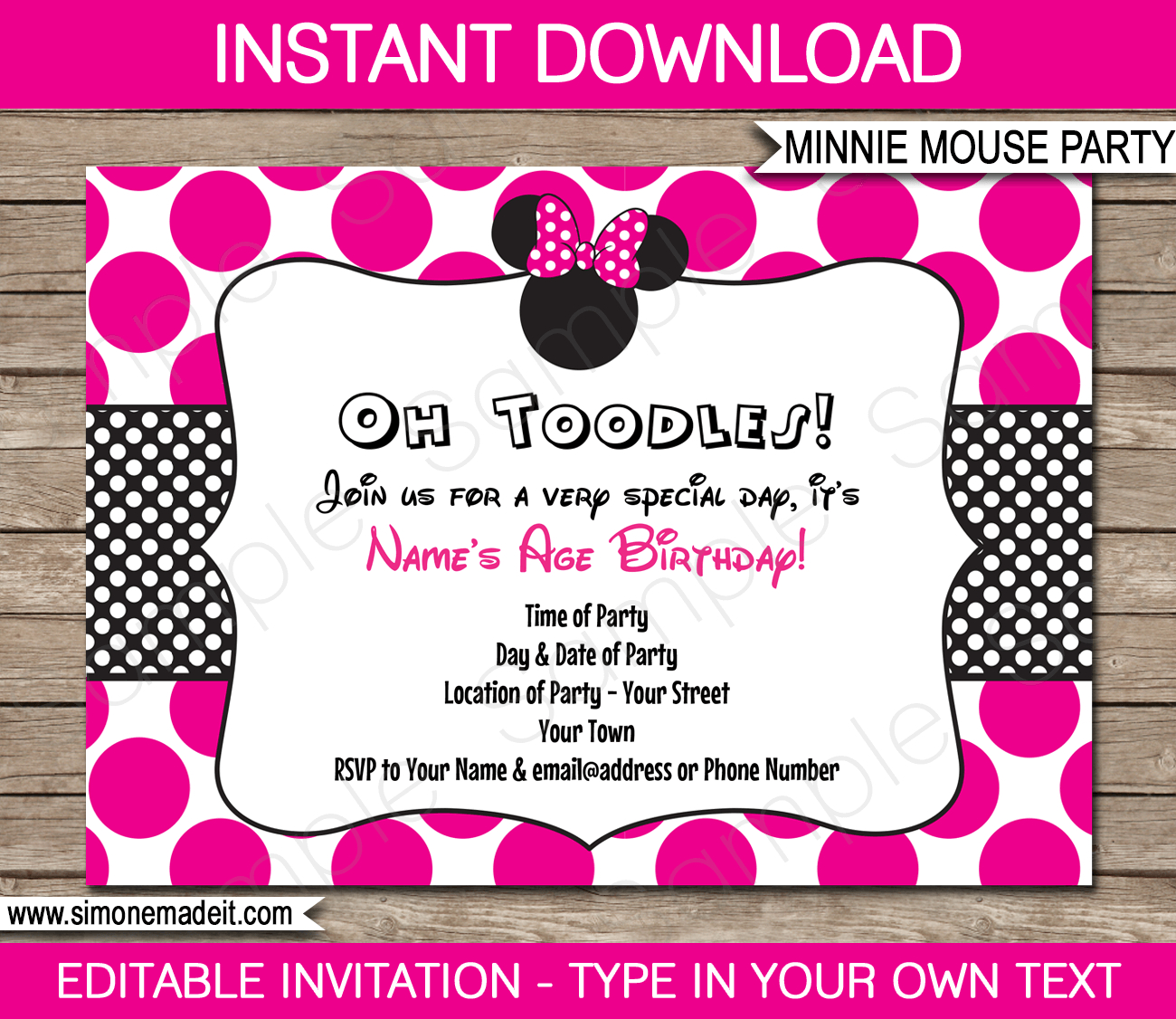 Minnie Mouse Invitations Templates – Calep.midnightpig.co In Minnie Mouse Card Templates