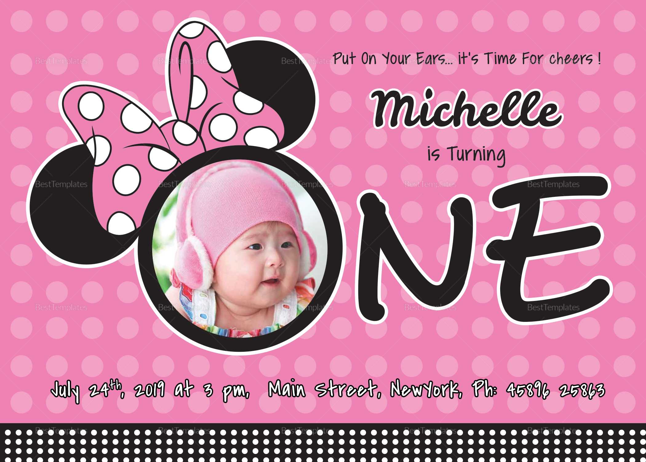 Minnie Mouse Templates – Dalep.midnightpig.co Within Minnie Mouse Card Templates