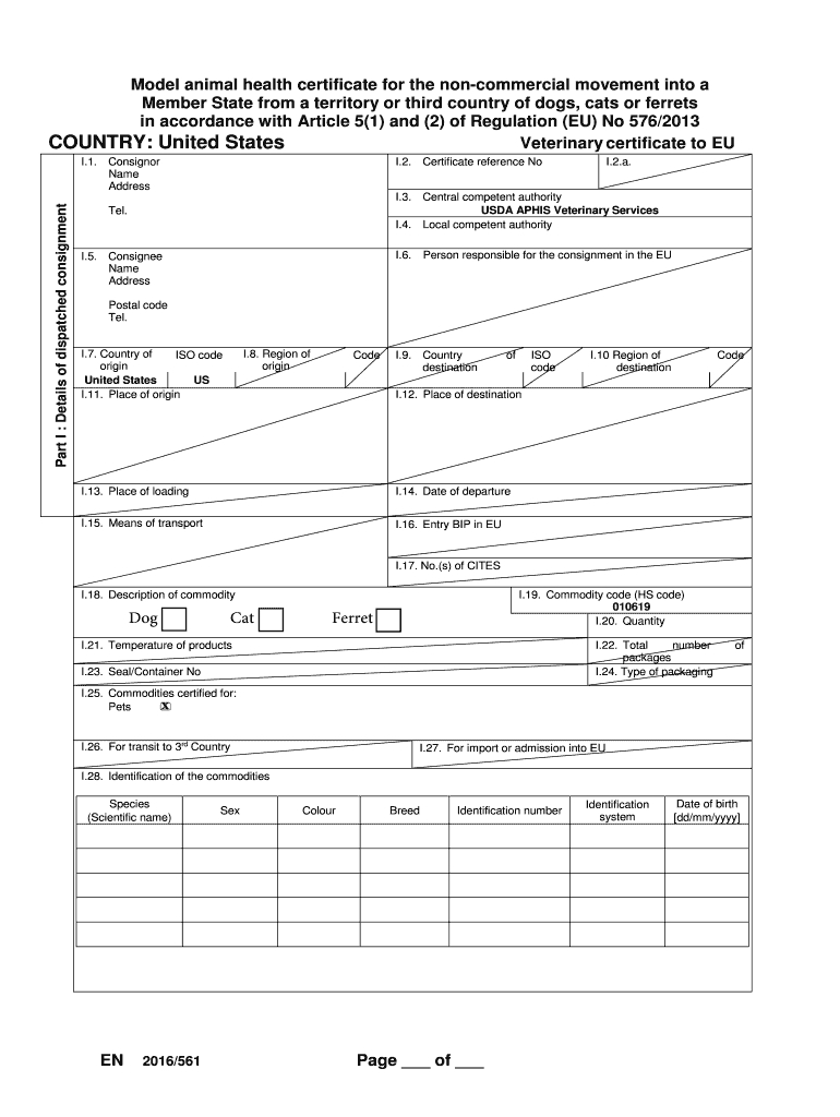 Model Health Certificate - Fill Online, Printable, Fillable With Veterinary Health Certificate Template