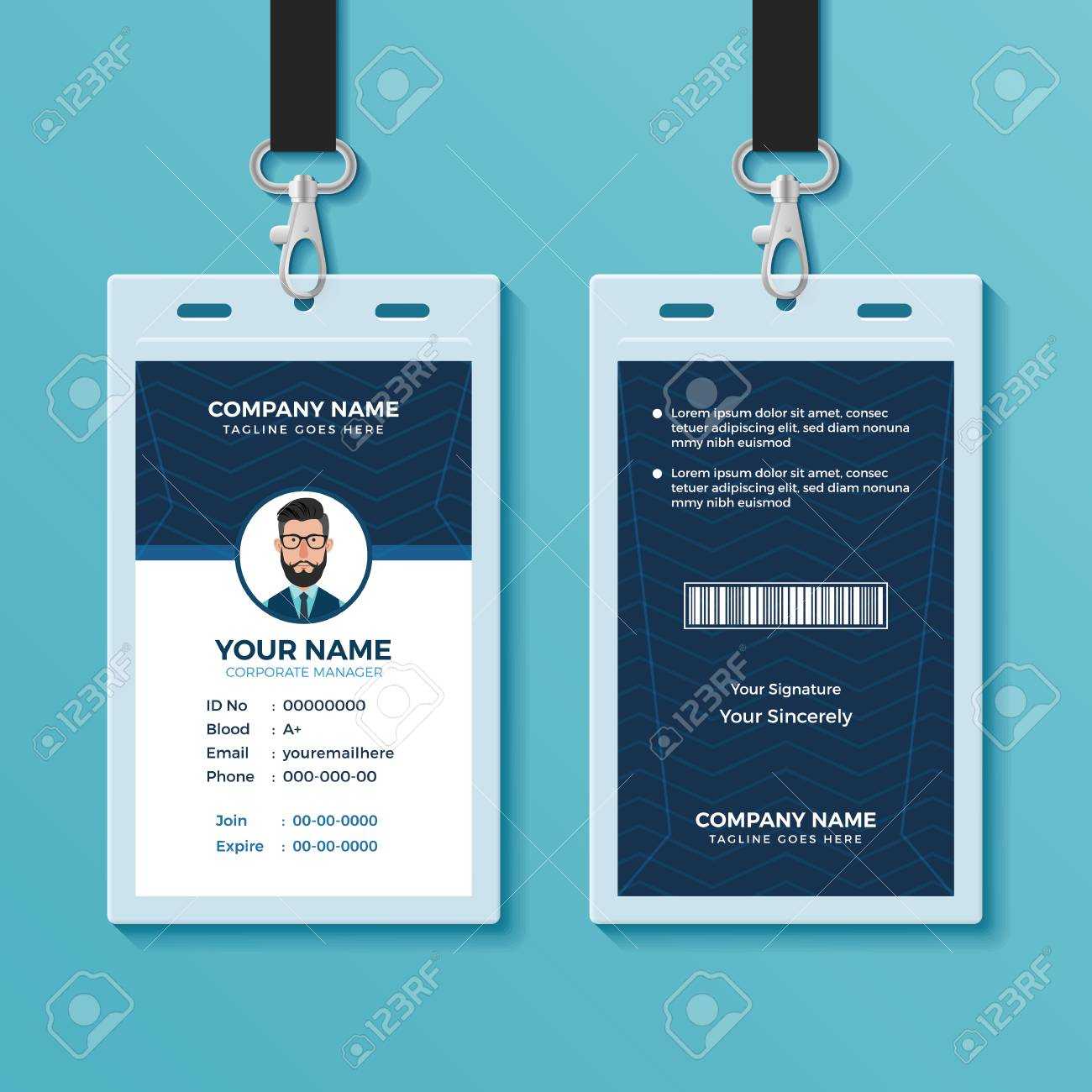 Modern And Clean Id Card Design Template Pertaining To Portrait Id Card Template