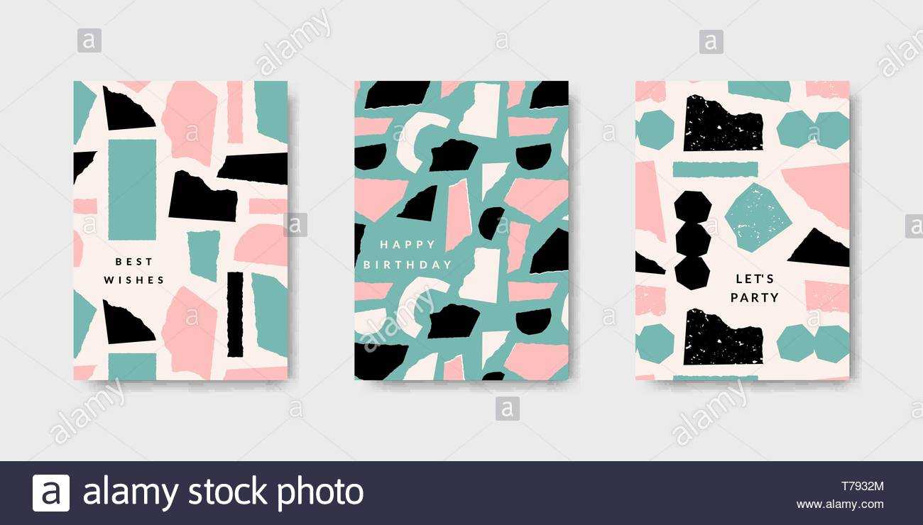 Modern And Playful Greeting Card Templates With Paper Cut With Regard To Birthday Card Collage Template