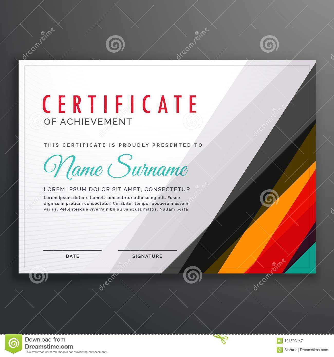 Modern Certificate Design Template With Colorful Lines Stock Throughout Crossing The Line Certificate Template