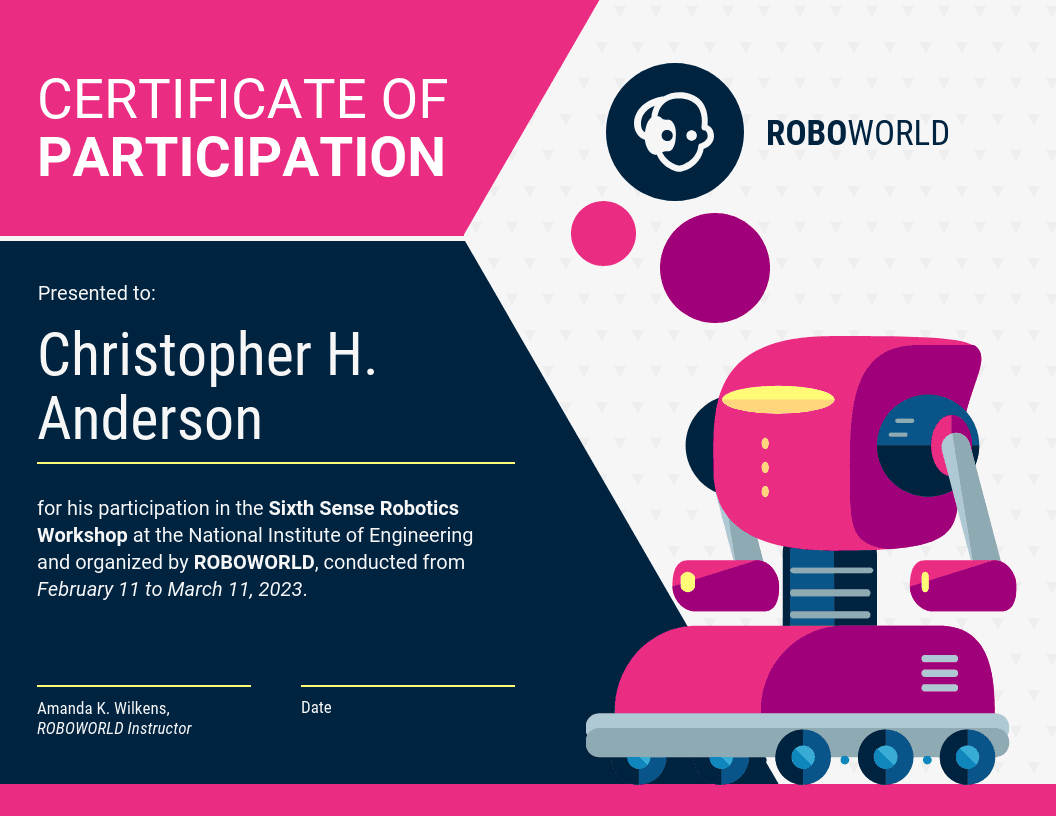 Modern Certificate Of Participation Template Intended For Workshop Certificate Template