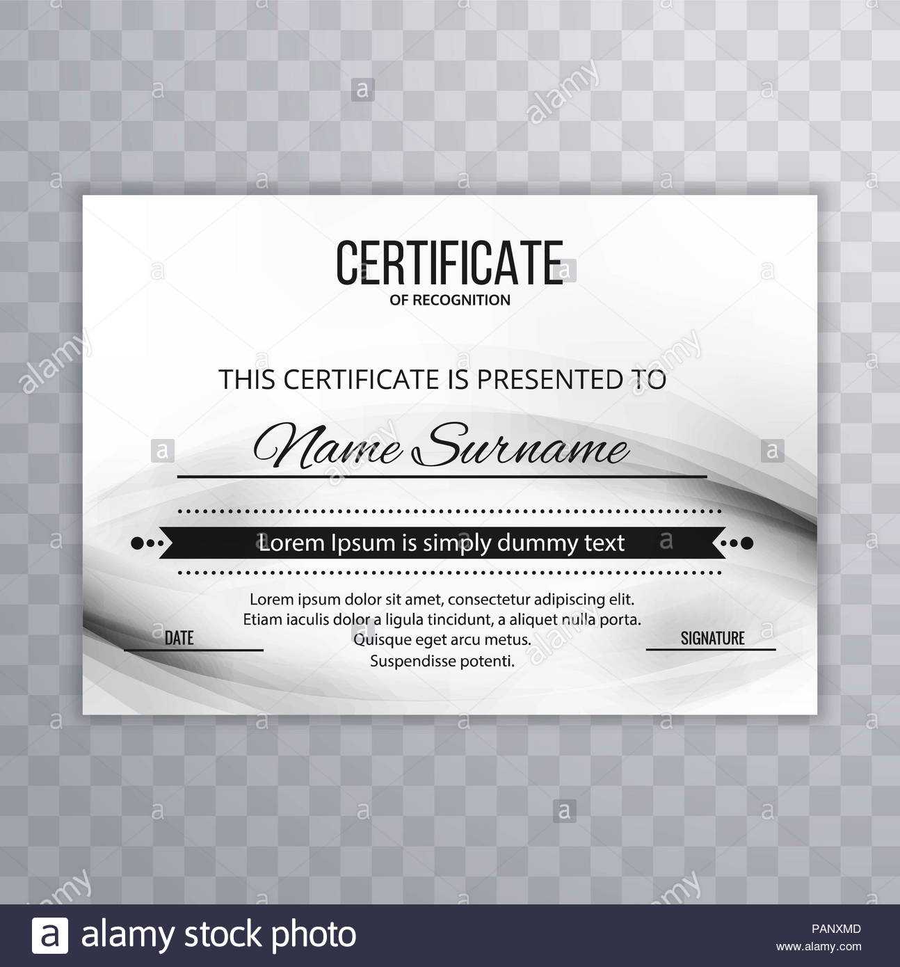 Modern Certificate Template Design Stock Photo: 213152925 For Borderless Certificate Templates