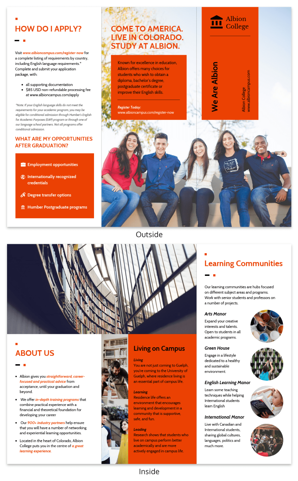 Modern Orange College Tri Fold Brochure Template With Regard To Engineering Brochure Templates