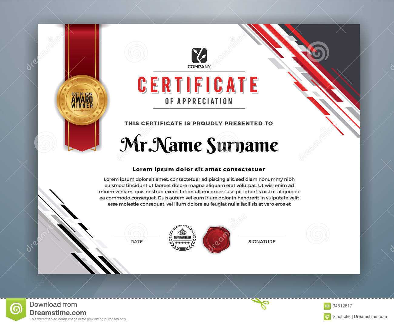 Modern Professional Certificate Template Stock Vector For Professional Award Certificate Template