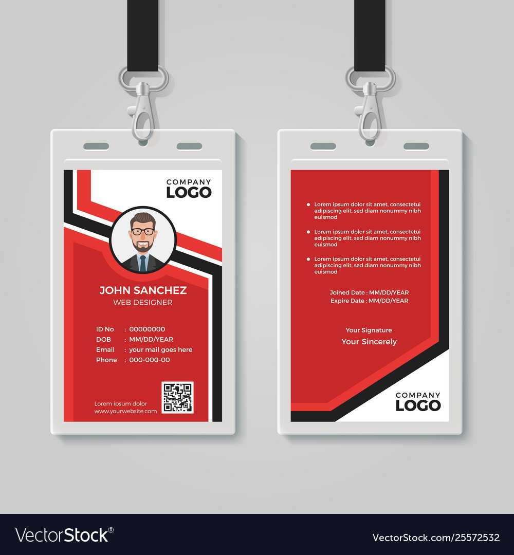 Modern Red Id Card Template With Media Id Card Templates