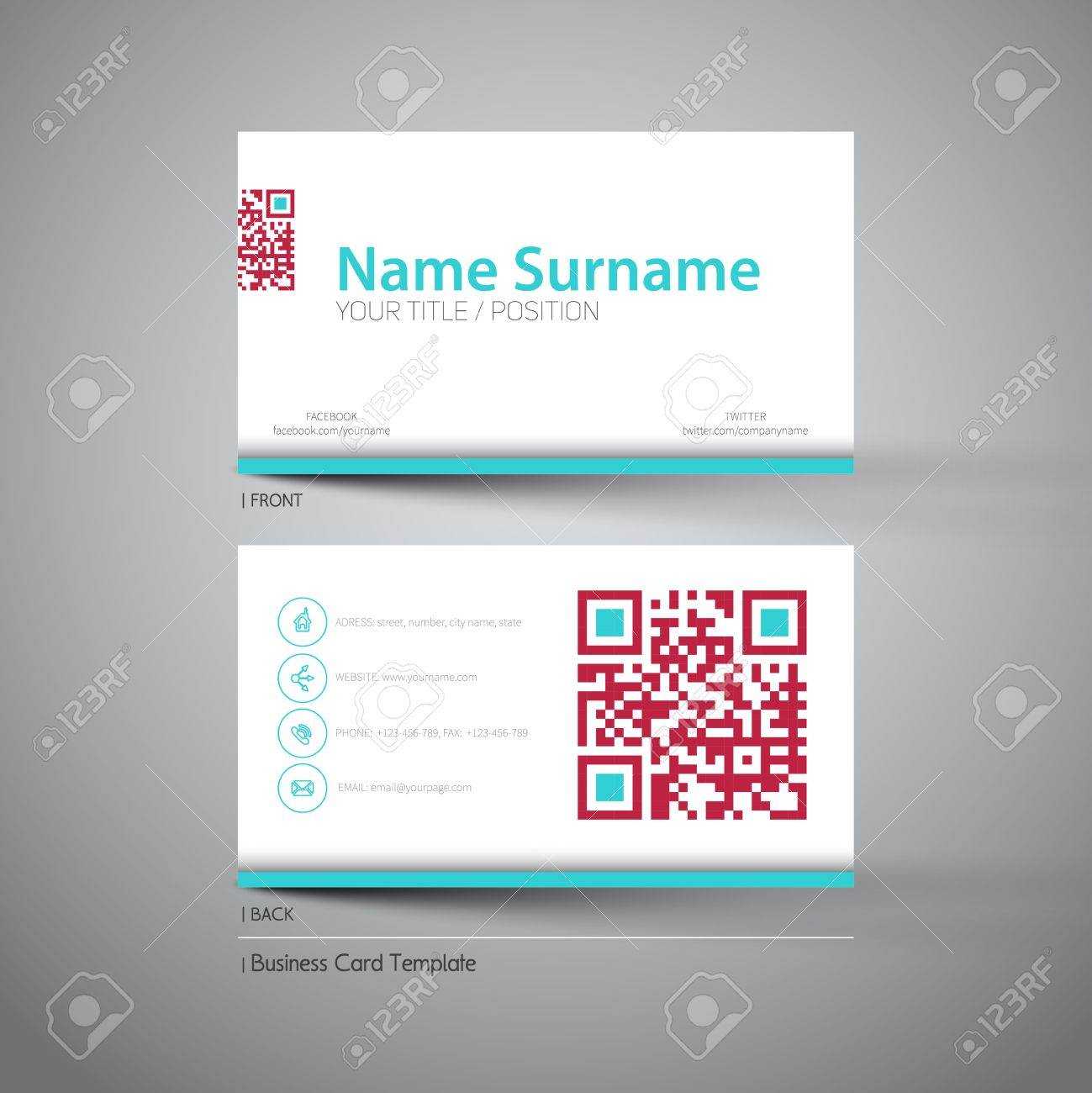 Modern Simple Light Business Card Template With Big Qr Code Throughout Qr Code Business Card Template