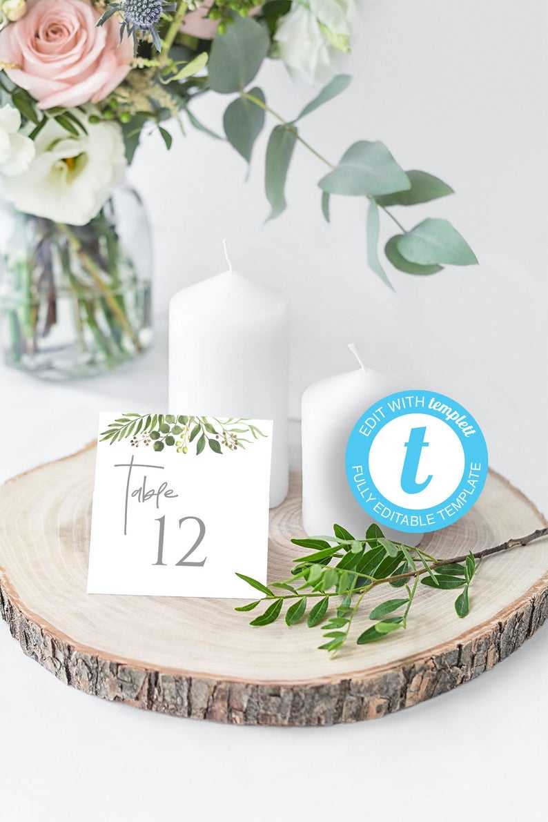 Modern Wedding Table Numbers, Printable 5X5 Templates, Reserved Table, Top  Table / Chic Calligraphy & Natural Greenery Wedding Ideas Throughout Reserved Cards For Tables Templates