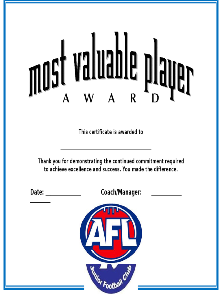 Most Valuable Player Award Wording – Calep.midnightpig.co In Softball Award Certificate Template