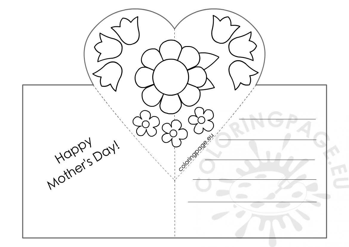 Mothers Day Card With Heart Pop Up Template – Coloring Page Intended For Mothers Day Card Templates
