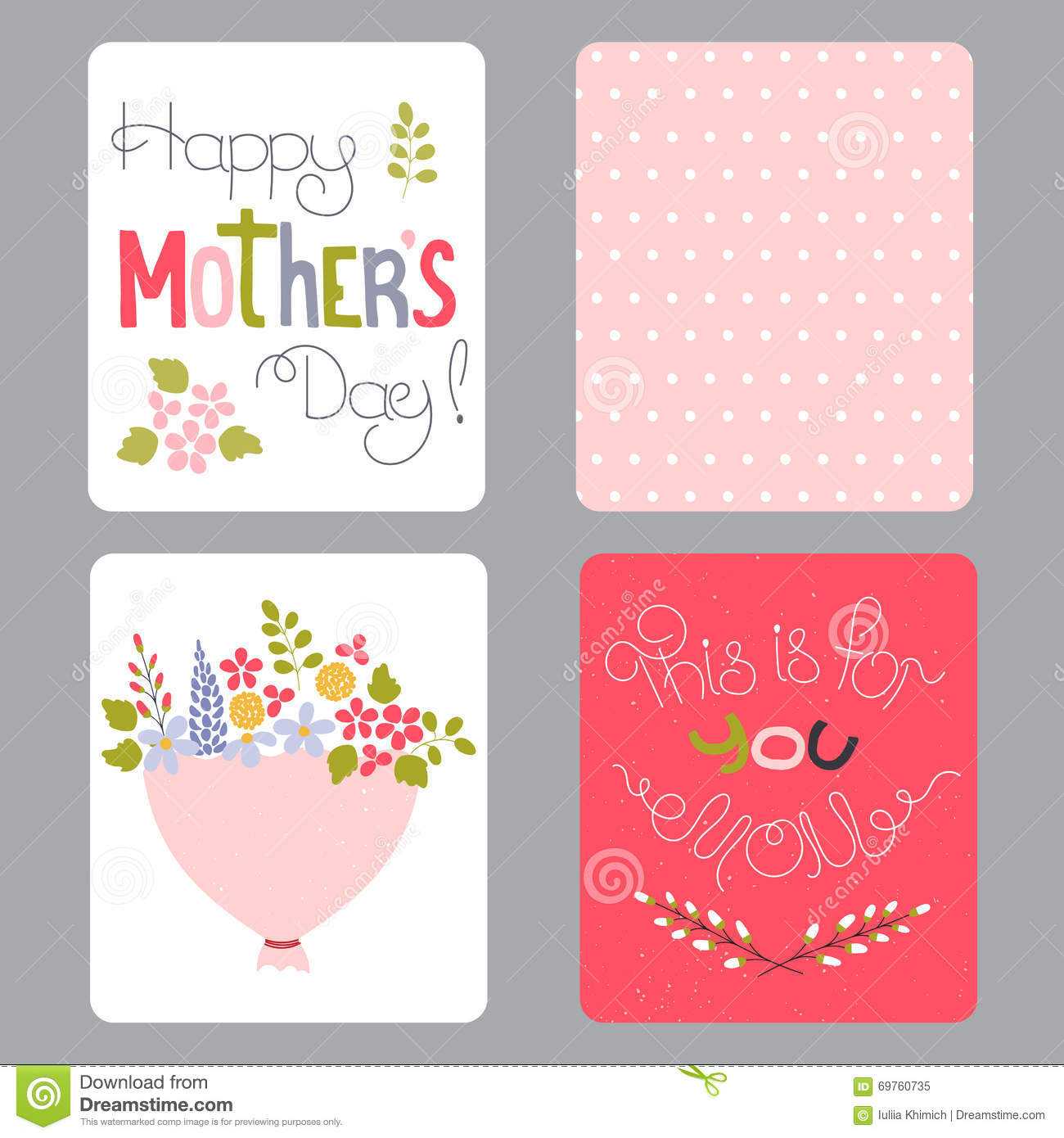 Mothers Day Set Of Cards Stock Vector. Illustration Of Party Pertaining To Mothers Day Card Templates