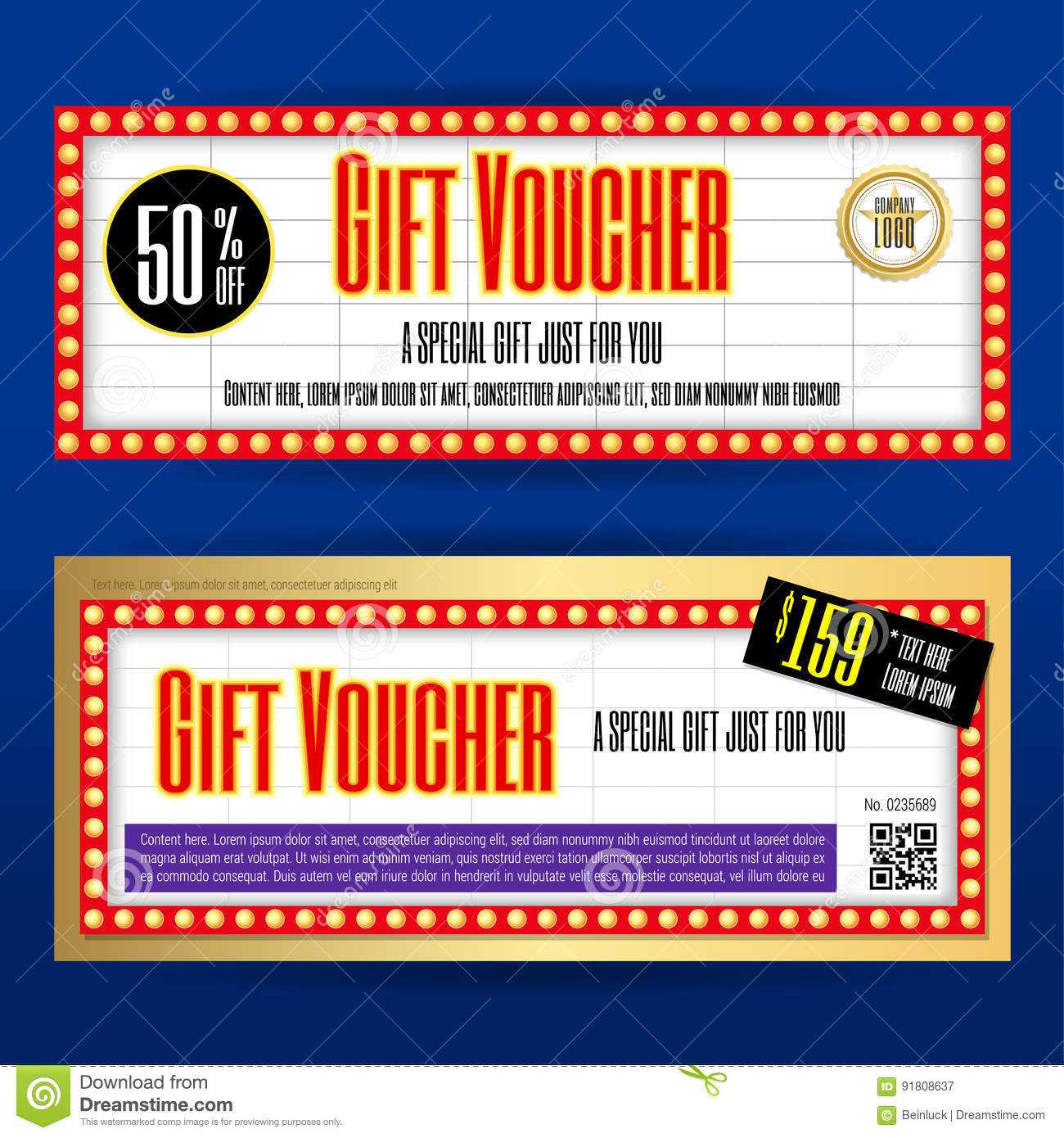 Movie Ticket Sign Theme Gift Voucher Or Gift Coupon Template Pertaining To Movie Gift Certificate Template