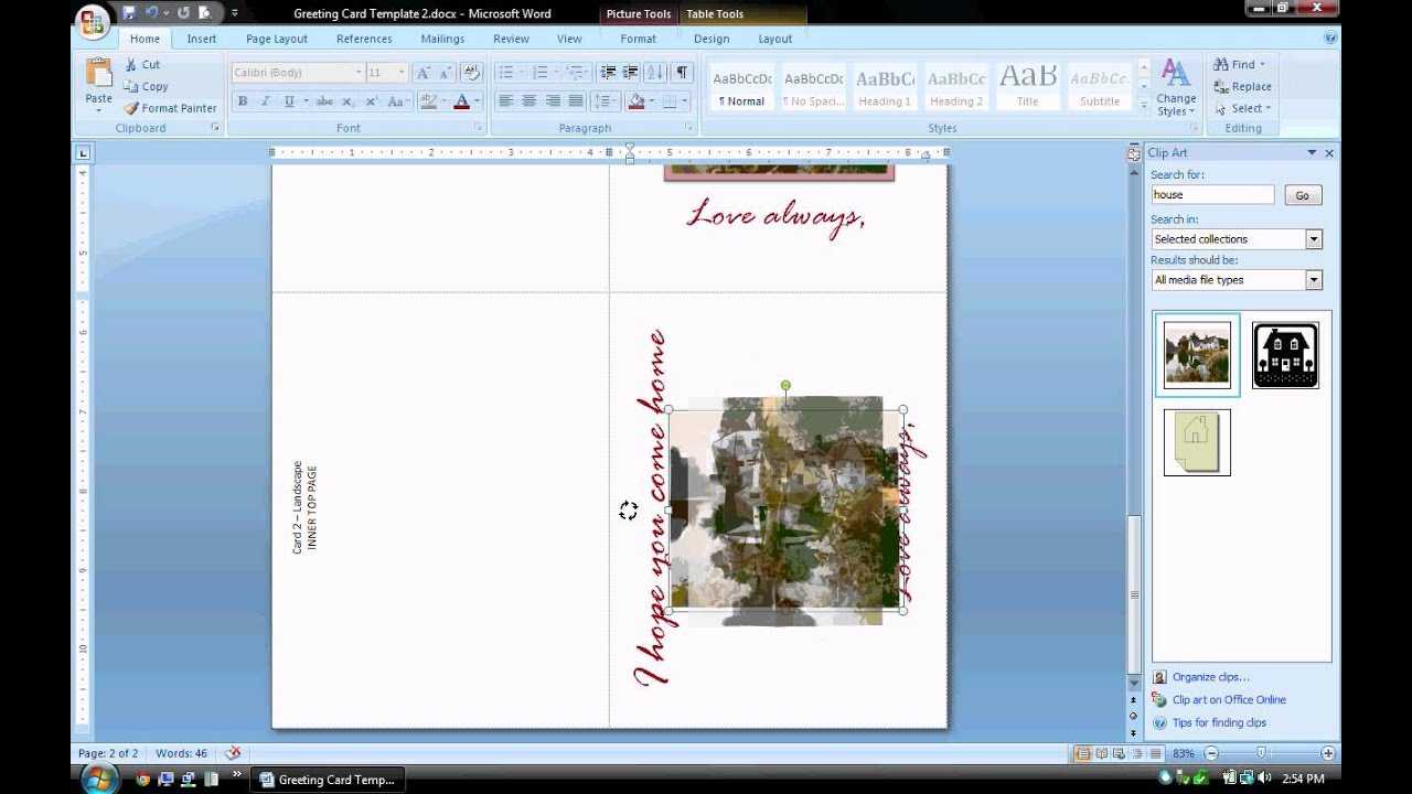 Ms Word Tutorial (Part 2) - Greeting Card Template, Inserting And  Formatting Text, Rotating Text In Microsoft Word Birthday Card Template