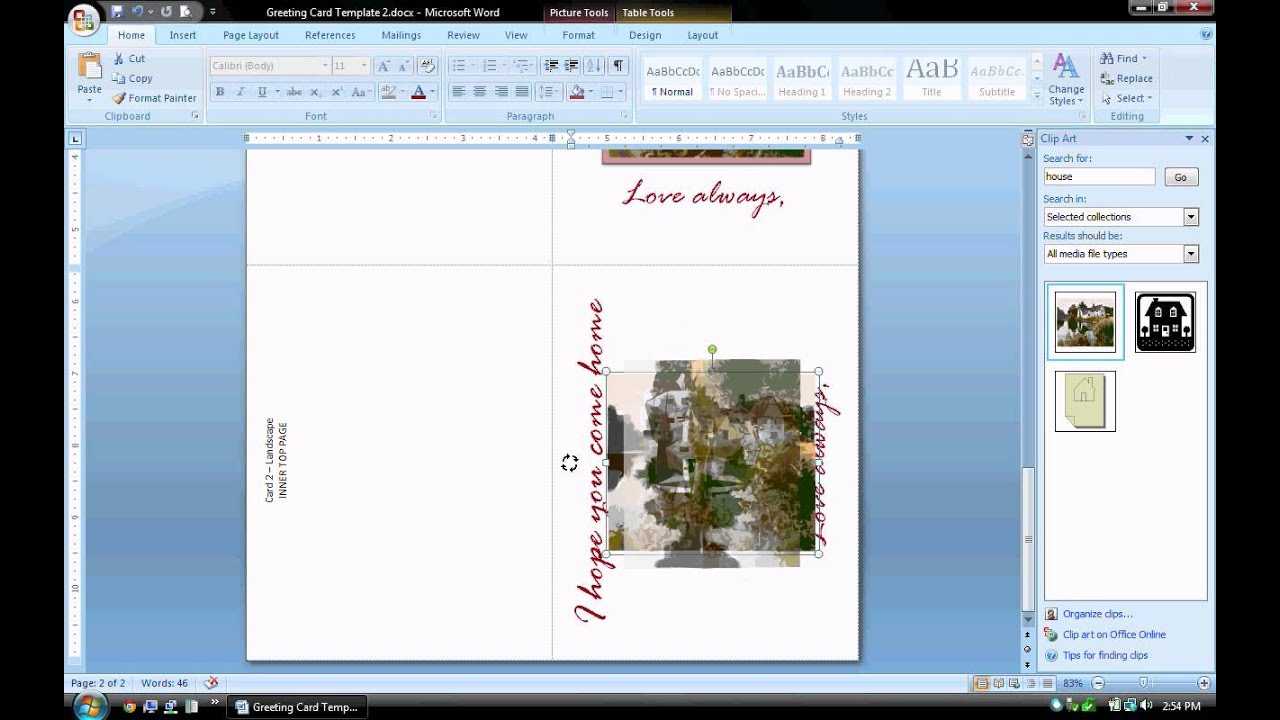 Ms Word Tutorial (Part 2) – Greeting Card Template, Inserting And  Formatting Text, Rotating Text In Microsoft Word Birthday Card Template