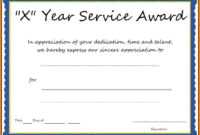 Multi-Year Service Award Certificate Template in Certificate For Years Of Service Template