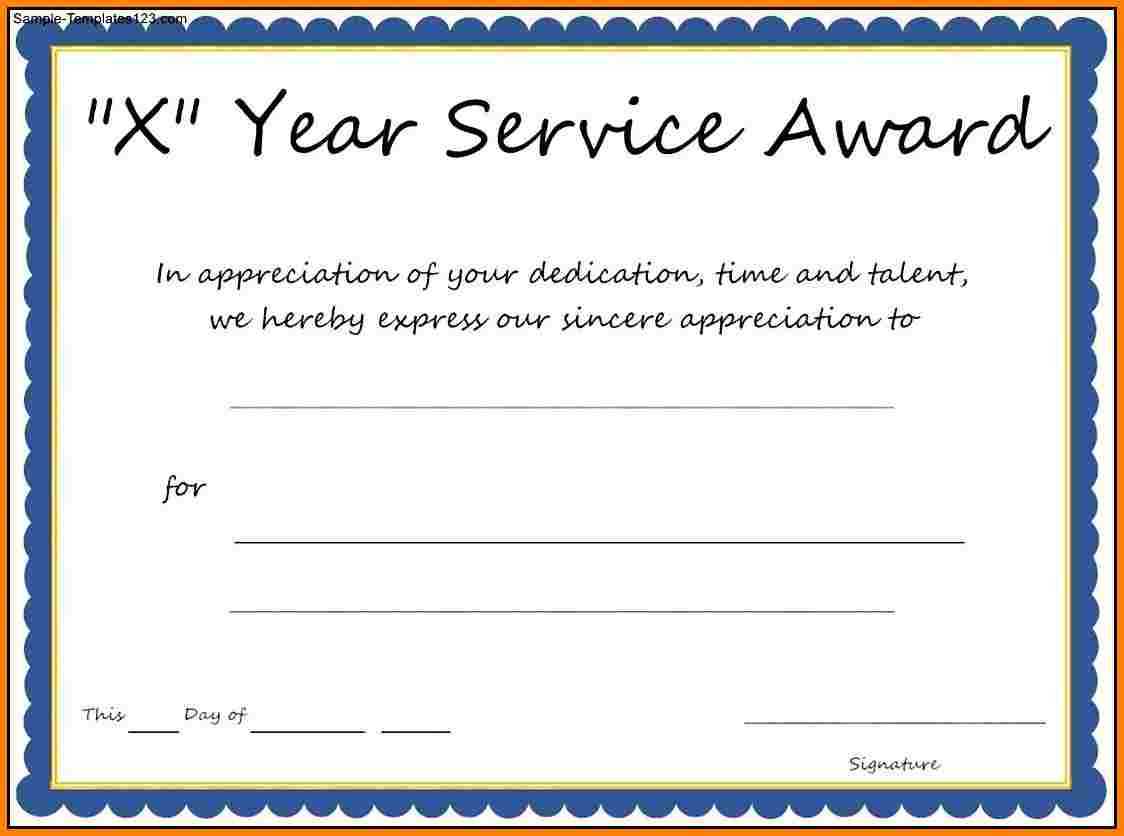 Multi Year Service Award Certificate Template In Certificate For Years Of Service Template