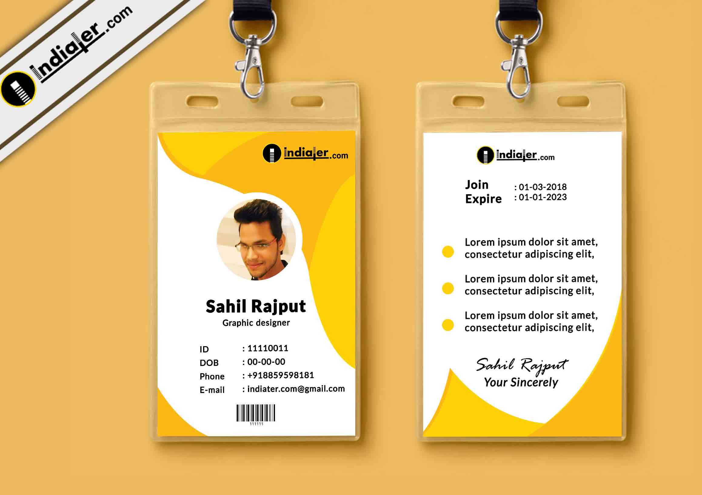 Multipurpose Corporate Office Id Card Free Psd Template Throughout Media Id Card Templates