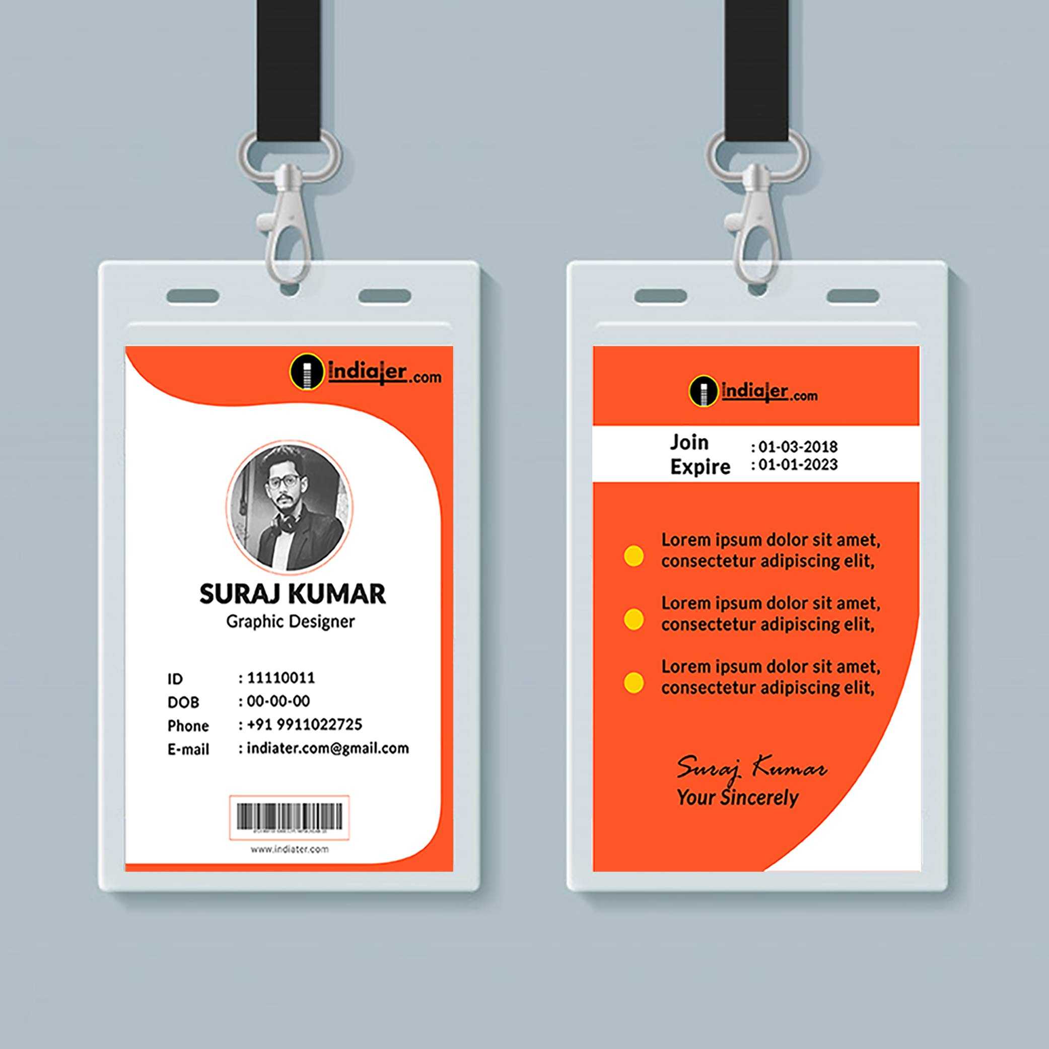 Multipurpose Corporate Office Id Card Free Psd Template Within Media Id Card Templates