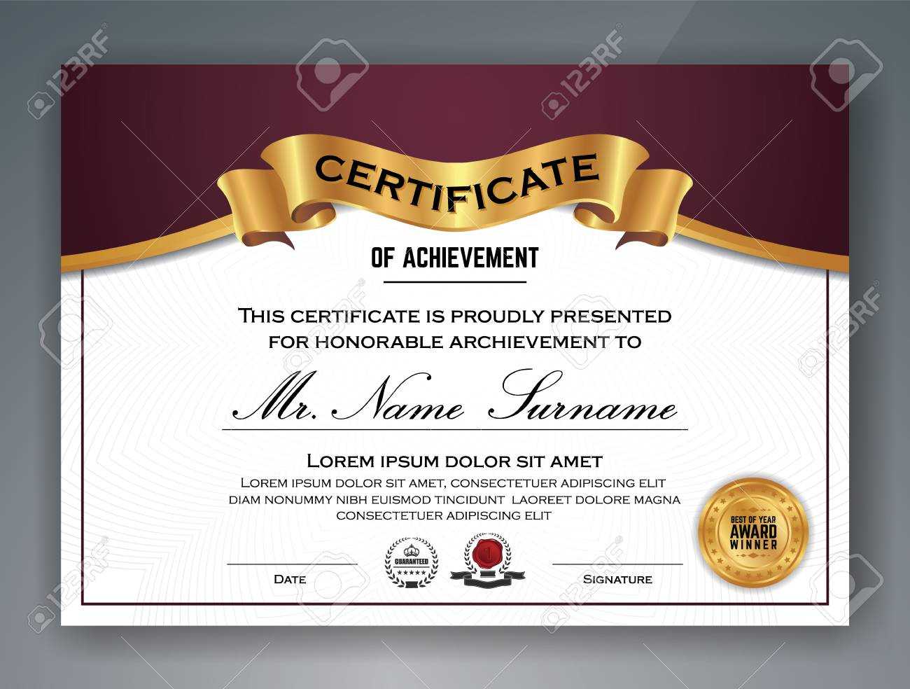 Multipurpose Professional Certificate Template Design For Print With Professional Award Certificate Template