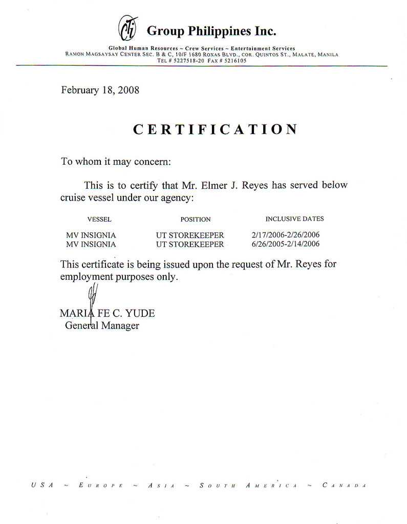 My Certificate Of Employment And Other Scanned Documents Intended For Template Of Certificate Of Employment