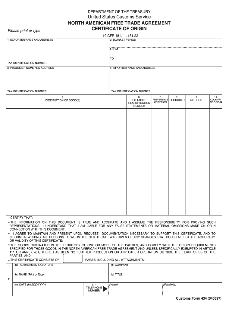 Nafta Form - Fill Online, Printable, Fillable, Blank | Pdffiller Intended For Nafta Certificate Template