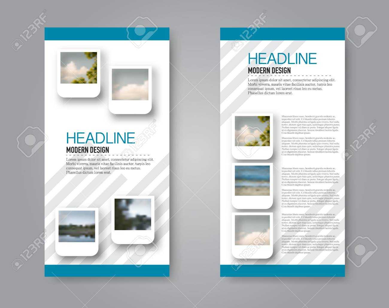 Narrow Flyer And Leaflet Design. Set Of Two Side Brochure Templates Within Mac Brochure Templates