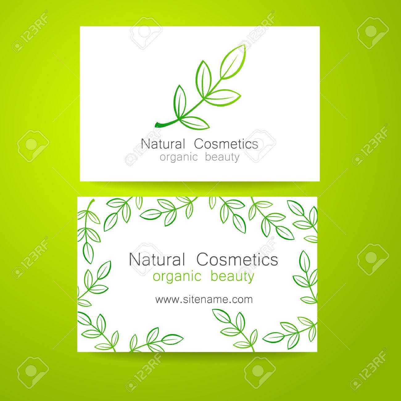 Natural Cosmetics Logo. Template Design For Organic Bio Products.  Presentation Of The Business Card. In Bio Card Template