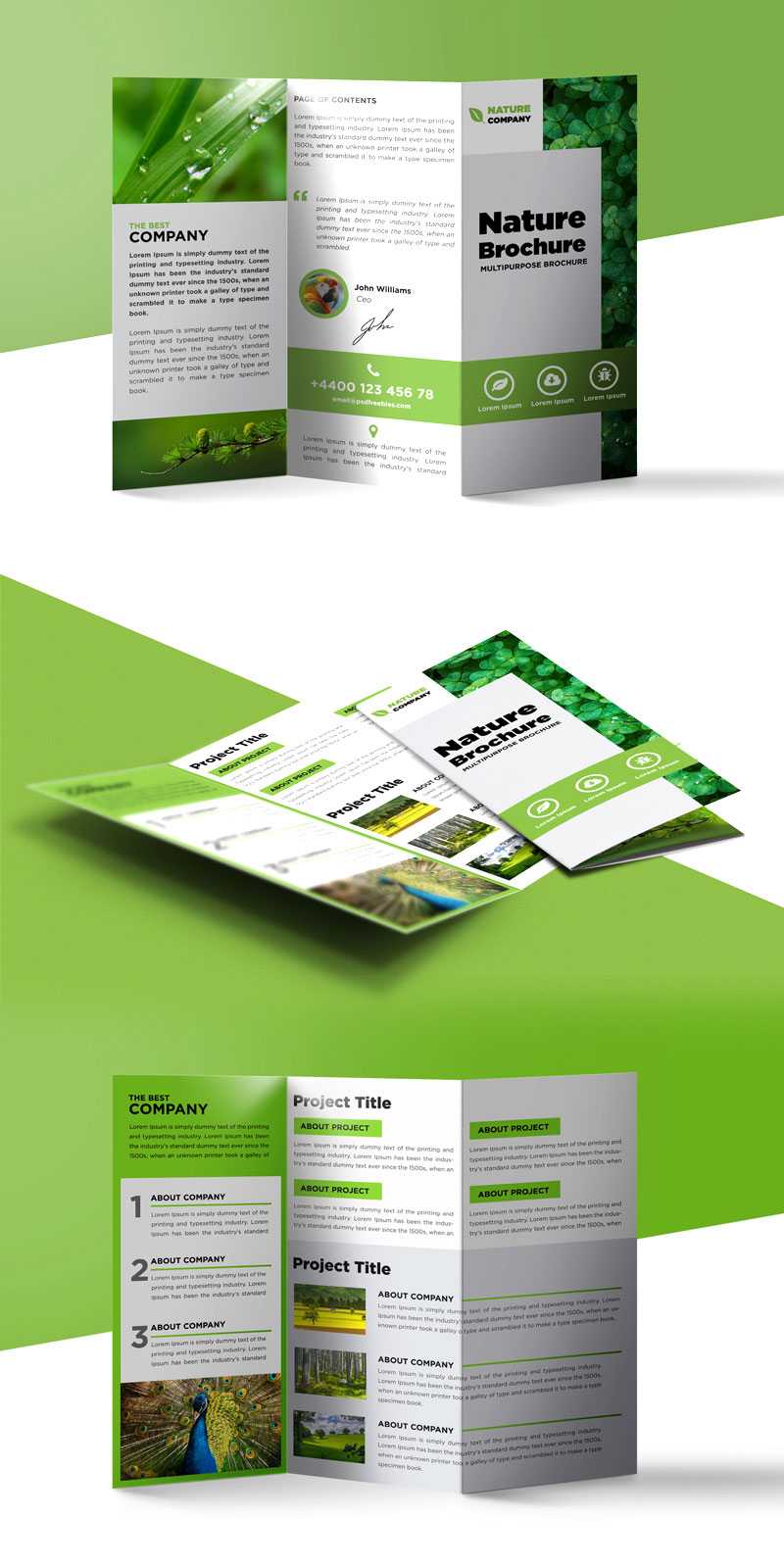 Nature Tri Fold Brochure Template Free Psd | Psdfreebies Regarding Free Three Fold Brochure Template