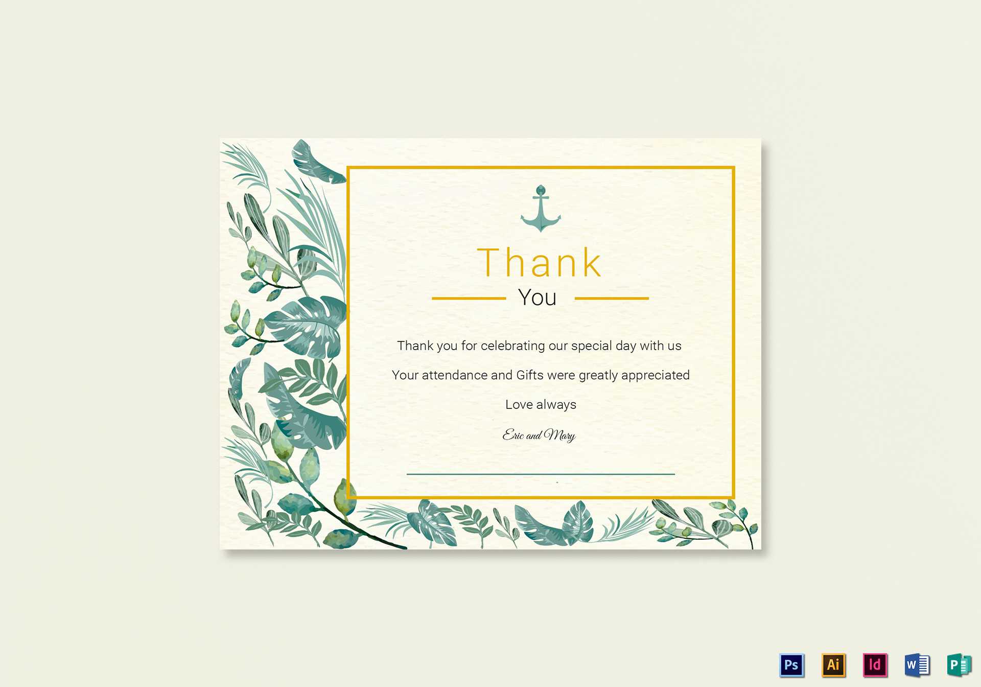 Nautical Thank You Card Template Within Thank You Card Template Word