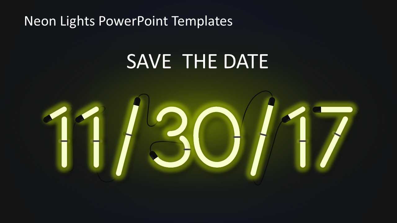 Neon Light Date Powerpoint – Slidemodel Pertaining To Save The Date Powerpoint Template