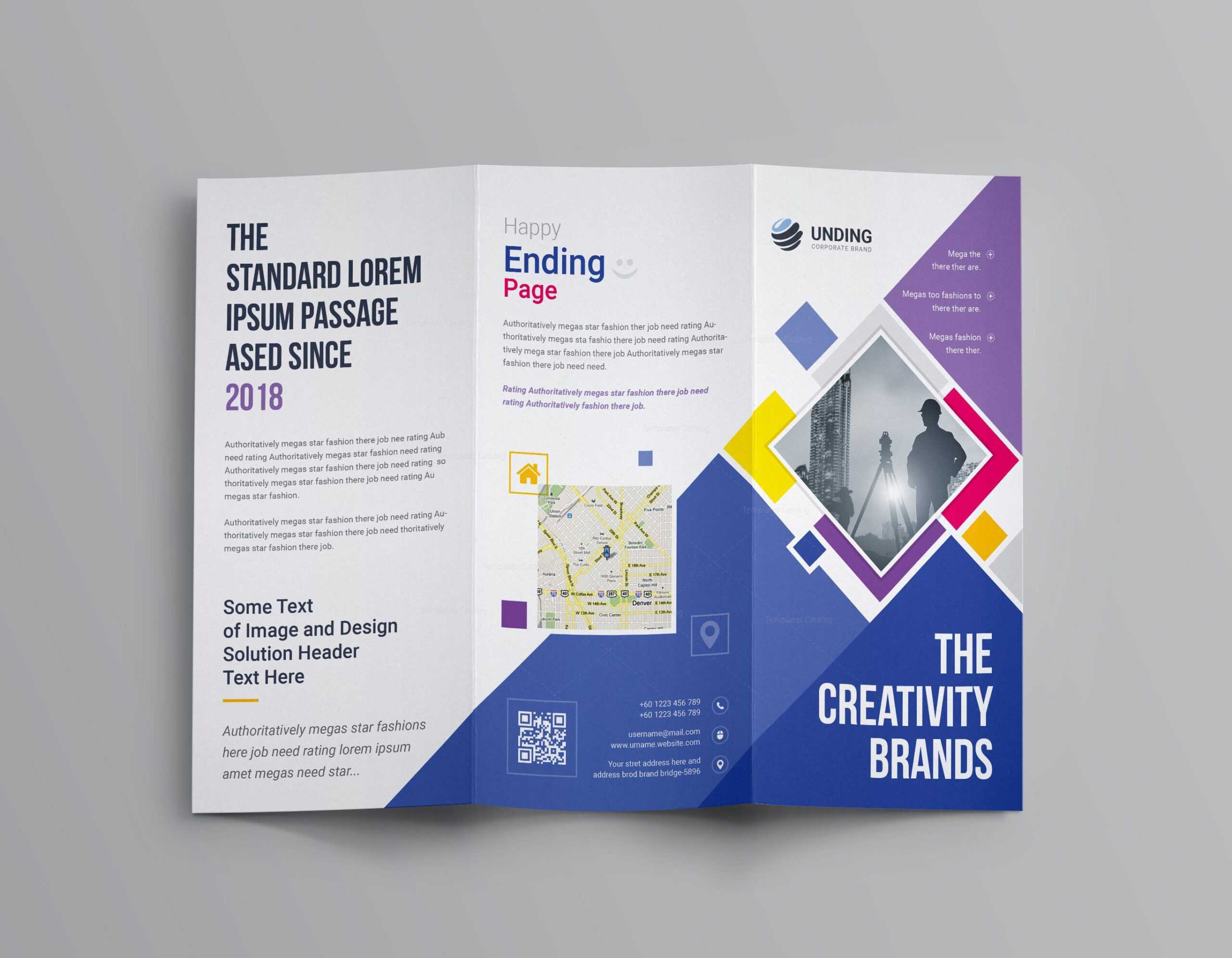 Neptune Professional Corporate Tri Fold Brochure Template 001207 Throughout Professional Brochure Design Templates
