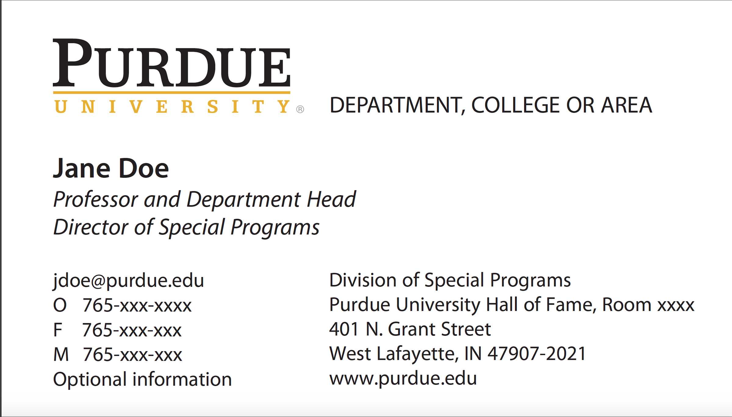 New Business Card Template Now Online - Purdue University News Within Student Business Card Template