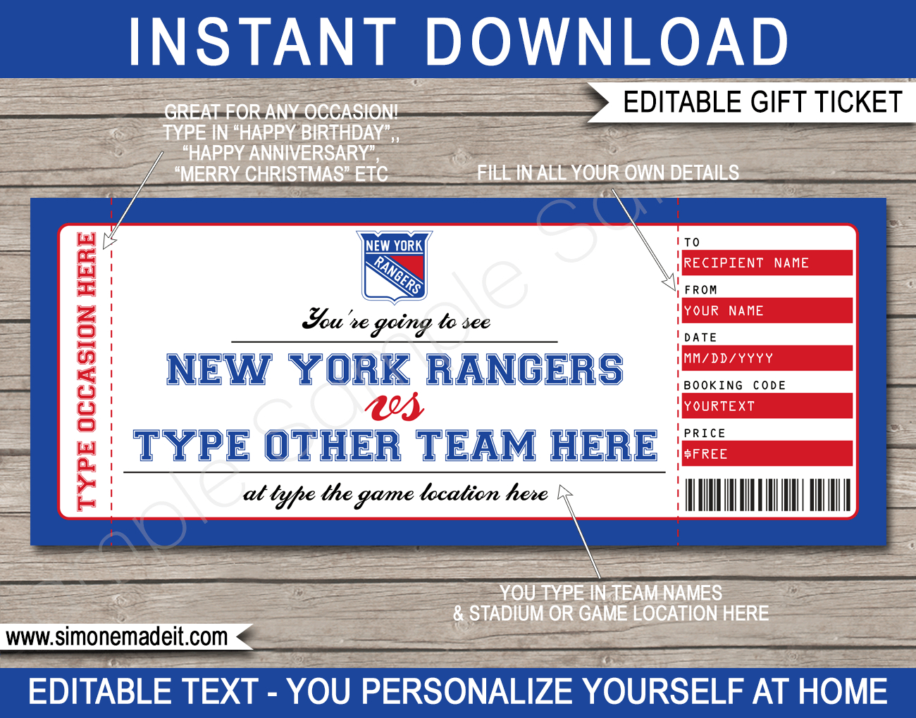 New York Rangers Gift Vouchers Pertaining To Hockey Certificate Templates