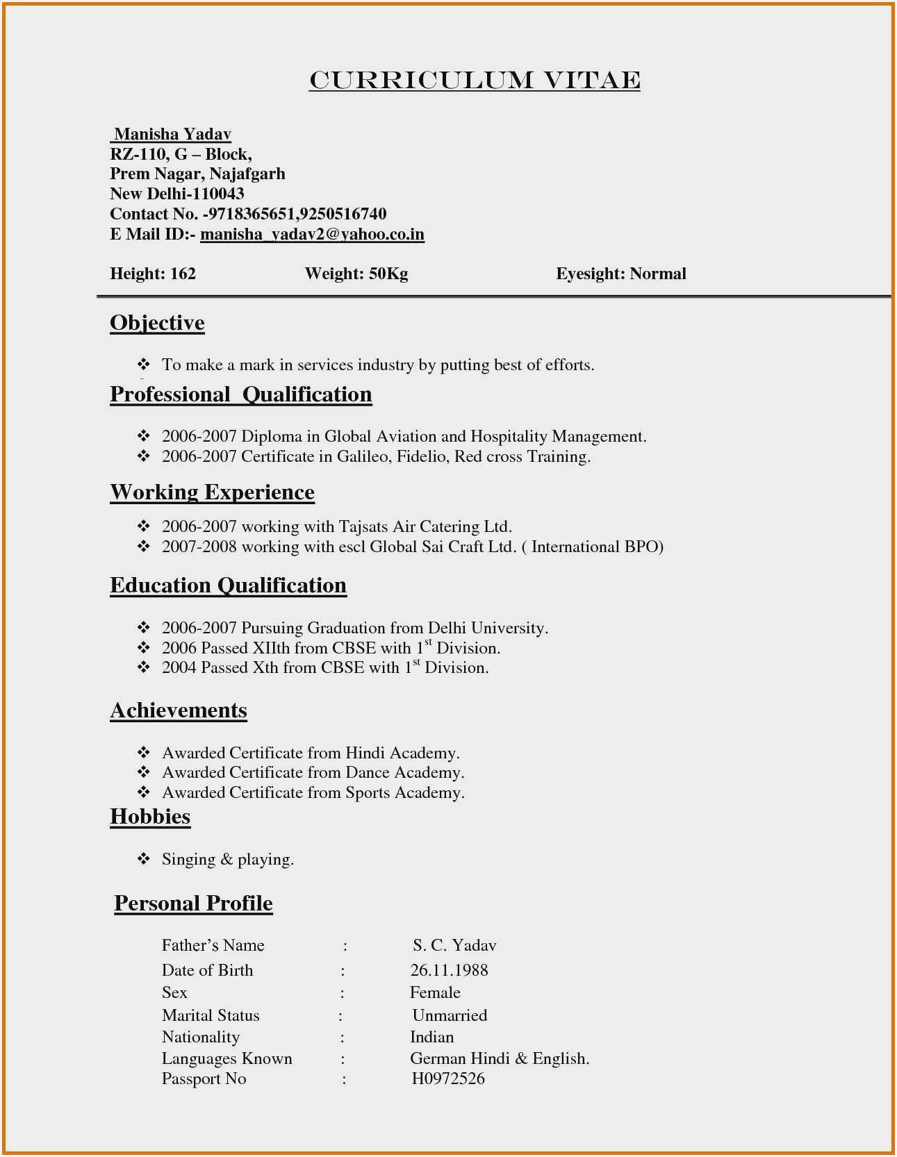 Normal Resume Format In Word Download – Resume : Resume In Award Certificate Templates Word 2007