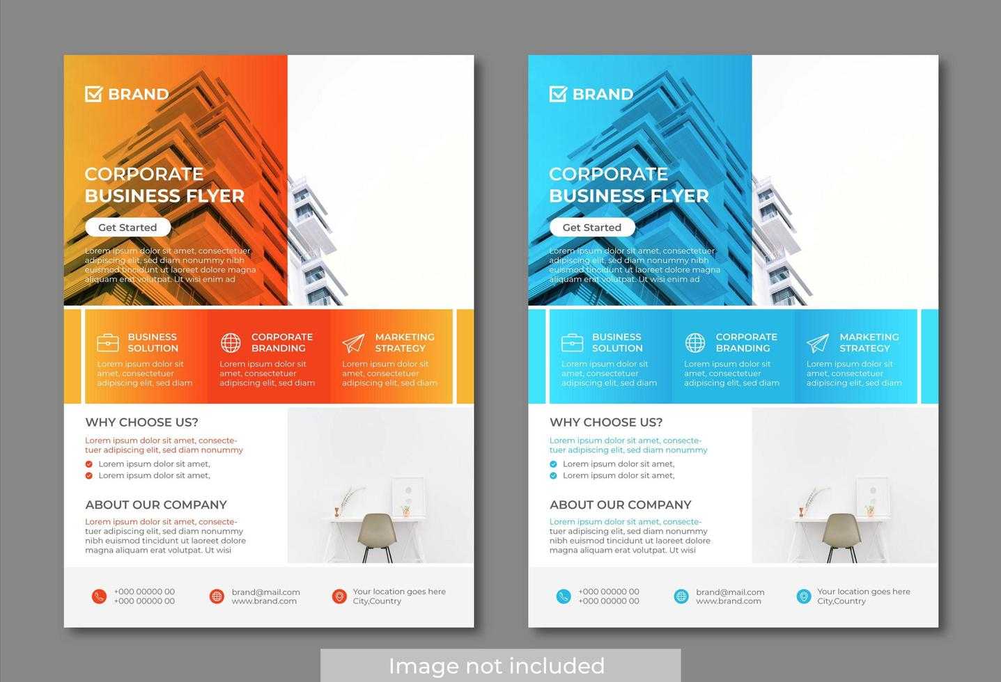 Orange And Blue Modern And Clean Business Flyer Templates With Regard To Cleaning Brochure Templates Free