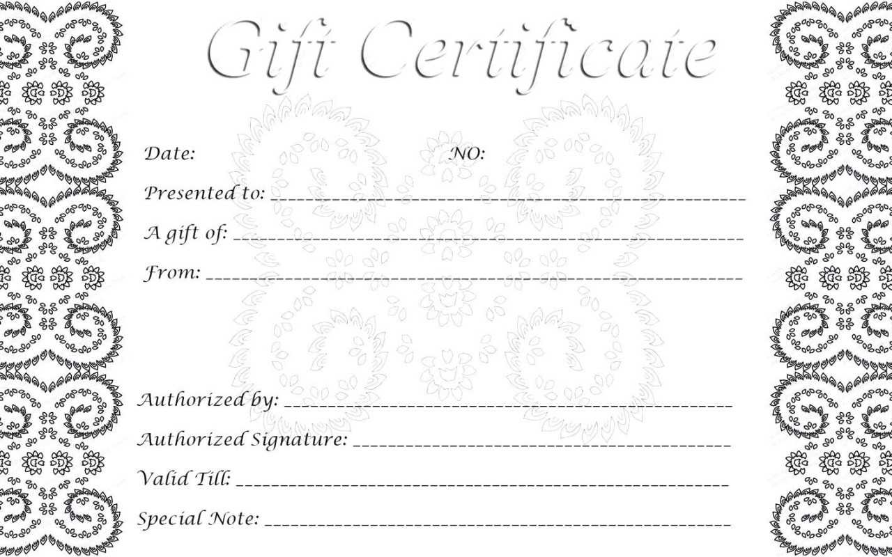 Pages Gift Certificate Template Free Download | Examples Of Throughout Black And White Gift Certificate Template Free