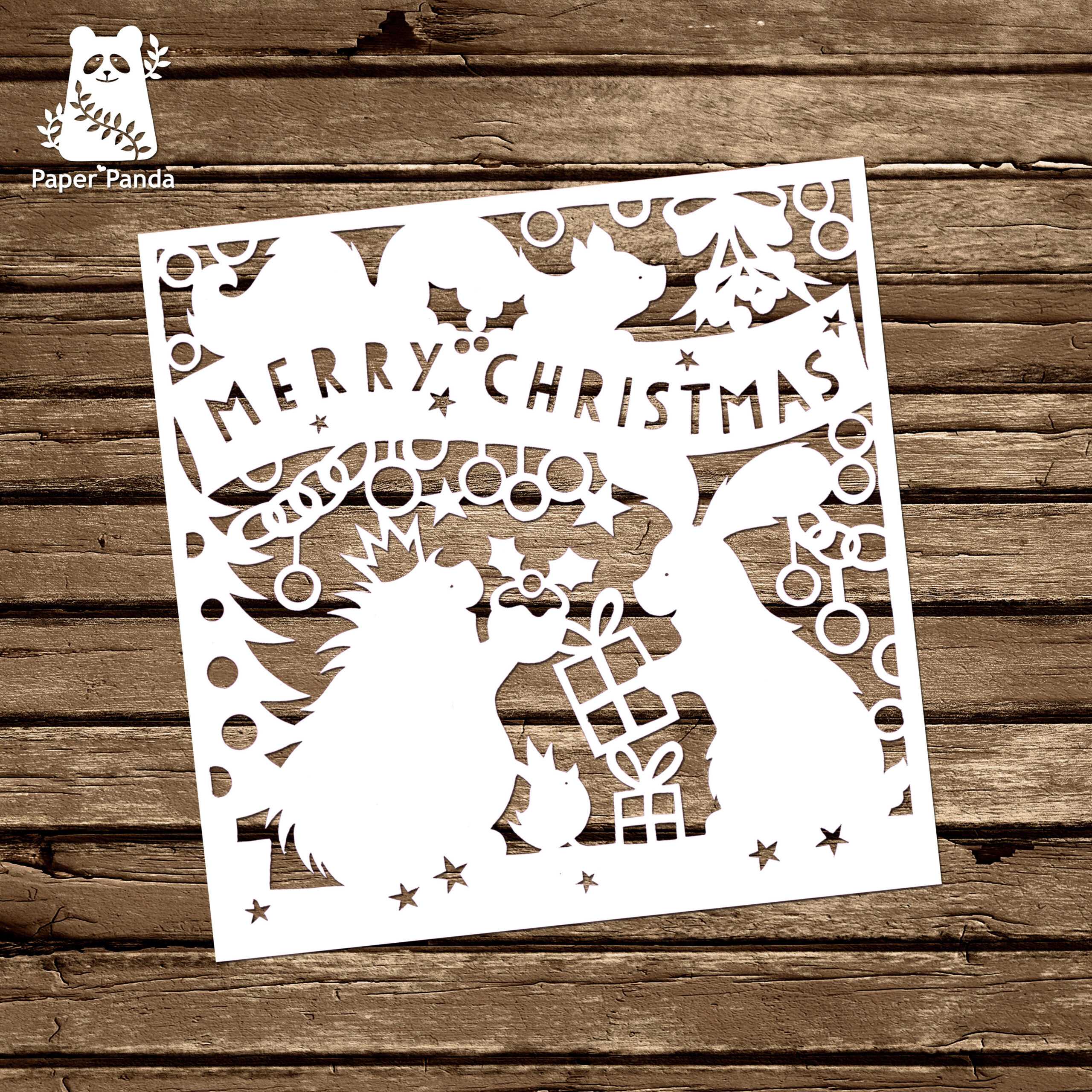 Papercut Diy Design Template - 'woodland Friends Christmas Throughout Diy Christmas Card Templates