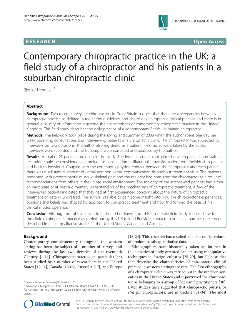 Pdf) Contemporary Chiropractic Practice In The Uk: A Field With Chiropractic Travel Card Template